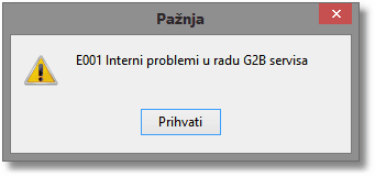 E001 Interni problemi u radu G2B sustava