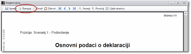 Ispis - iz pregleda ispisa dokumenta