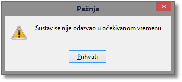 Sustav se nije odazvao u očekivanom vremenu